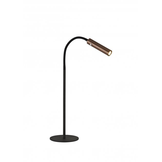 CUSTOM Adjustable LED Touch Dimmer Table Lamp Bendy Black and Satin Copper with 3 year warranty