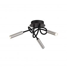 CUSTOM Bendy 3 Light Ceiling Light Black and Aluminium with 3 year warranty
