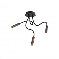 CUSTOM Bendy 3 Light Ceiling Light Black and Copper, Dimmable with 3 year warranty