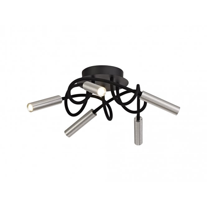 CUSTOM Bendy 5 Light Ceiling Light Black and Aluminium with 3 year warranty