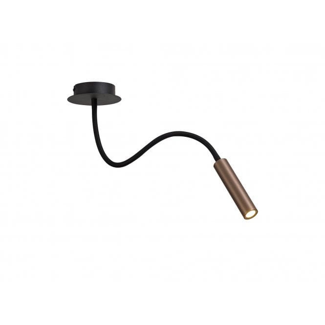 CUSTOM Single Light LED Ceiling Pendant with Adjustable Arm Dimmable Black and Satin Copper with 3 year warranty