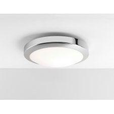 modern chrome and white bathroom ceiling light