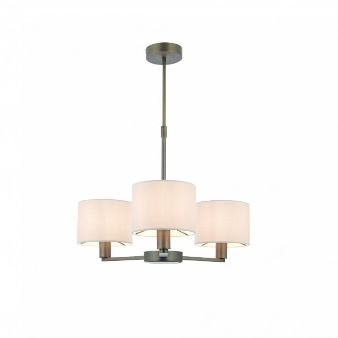 DALEY 3 light ceiling pendant in dark antique bronze with marble faux silk shades