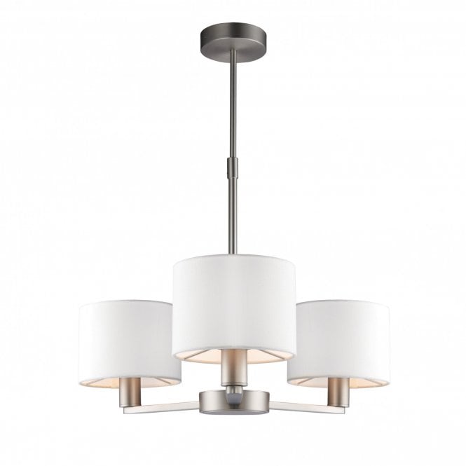 DALEY 3 light ceiling pendant in matte nickel with white shades