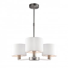 DALEY 3 light ceiling pendant in matte nickel with white shades