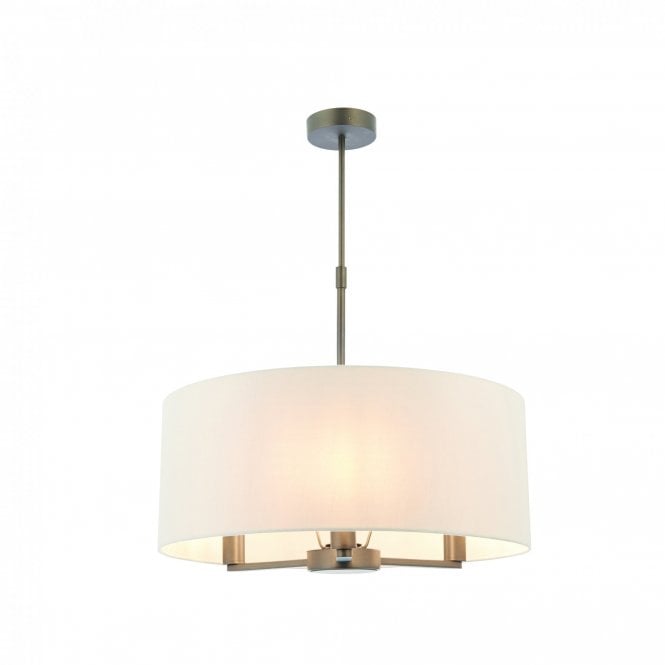 DALEY 3 light dark antique bronze pendant with marble faux silk surround shade