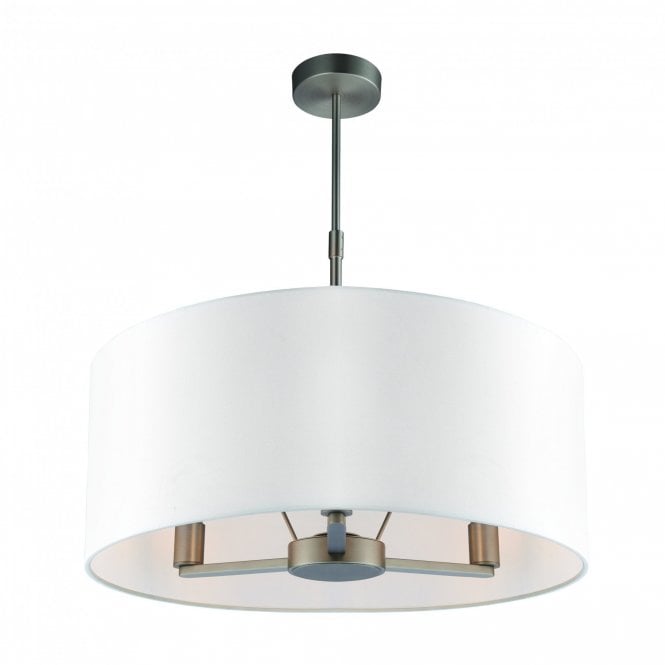 DALEY 3 light matte nickel pendant with white surround shade
