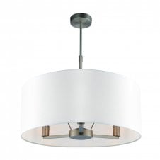 DALEY 3 light matte nickel pendant with white surround shade