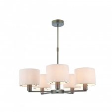 DALEY 5 light ceiling pendant in dark antique bronze with marble faux silk shades