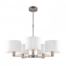 DALEY 5 light ceiling pendant in matte nickel with white shades