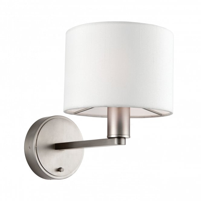 DALEY matte nickel wall light with faux white silk shade