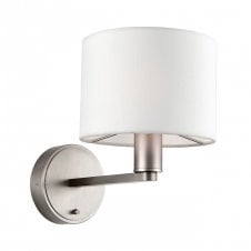 DALEY matte nickel wall light with faux white silk shade