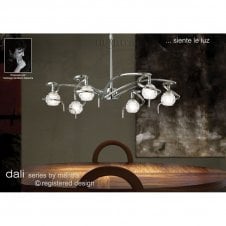 DALI large circular chrome ceiling light with round glass shades