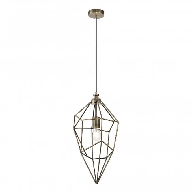 DARCI antique brass open frame ceiling pendant light (large)