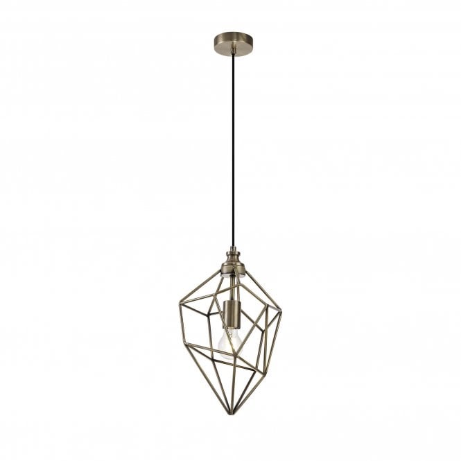 DARCI antique brass open frame ceiling pendant light (medium)