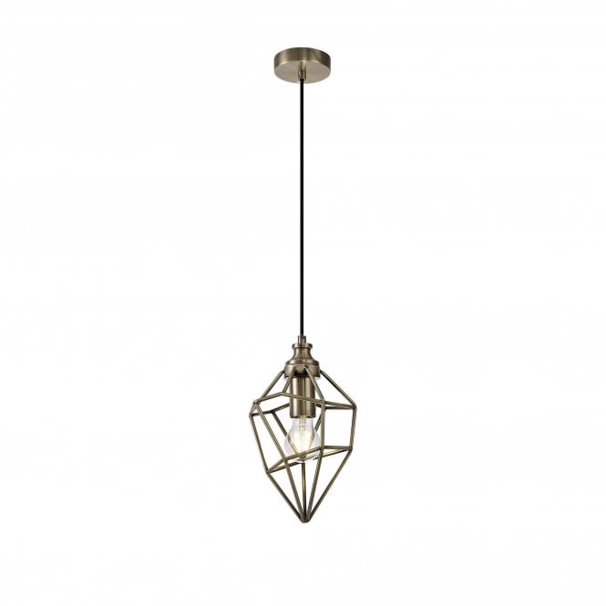 DARCI antique brass open frame ceiling pendant light