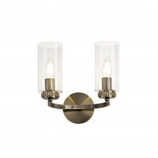 DARETTE 2 Light Wall Light Antique Brass