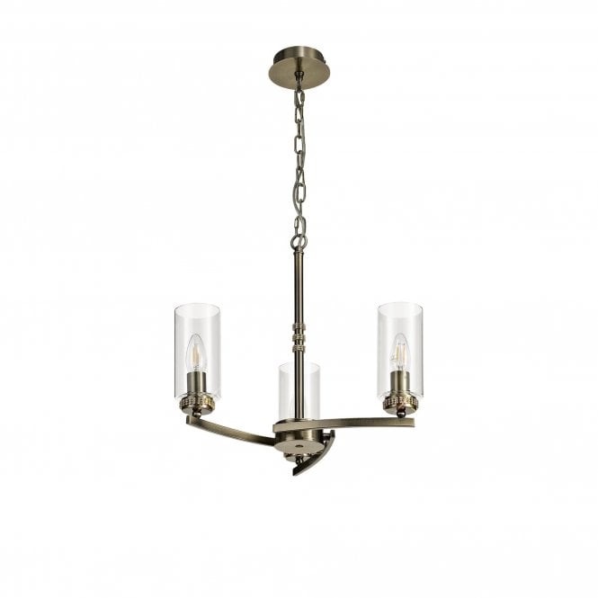 DARETTE 3 Light Ceiling Pendant Antique Brass