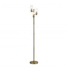 DARETTE 3 Light Floor Lamp Antique Brass with Cylinder Glass Shades