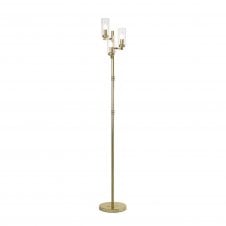 DARETTE 3 Light Floor Lamp Polished Gold with Cylinder Glass Shades