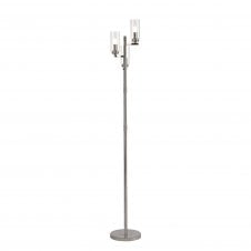 DARETTE 3 Light Floor Lamp Polished Nickel with Cylinder Glass Shades