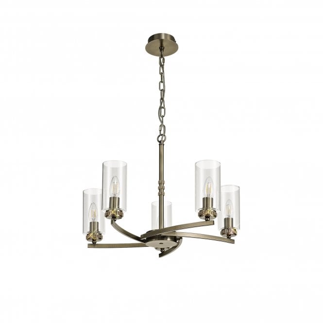DARETTE 5 Light Ceiling Pendant Antique Brass
