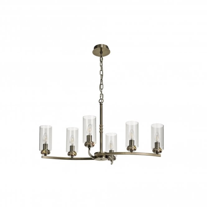 DARETTE 6 Light Ceiling Pendant Antique Brass