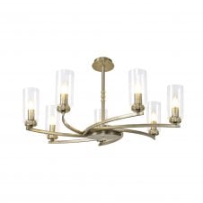 DARETTE 7 Light Dual Mount Pendant/Semi Ceiling Light in Antique Brass
