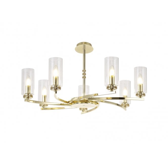 DARETTE 7 Light Dual Mount Pendant/Semi Ceiling Light in Polished Gold