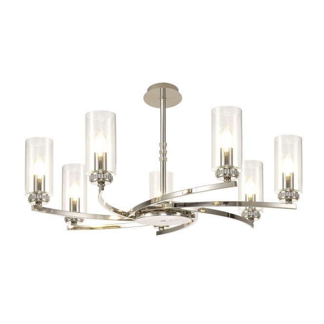 DARETTE 7 Light Dual Mount Pendant/Semi Ceiling Light in Polished Nickel