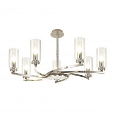 DARETTE 7 Light Dual Mount Pendant/Semi Ceiling Light in Polished Nickel