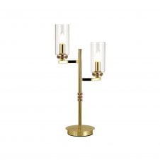 DARETTE Double Table Lamp Polished Gold with Clear Cylinder Glass Shades