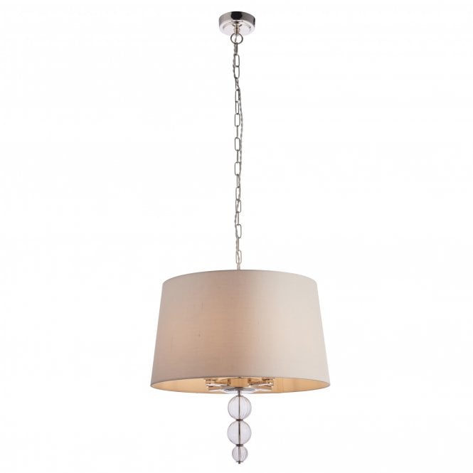 DARLASTON 4 light ceiling pendant in nickel with tinted ribbed glass and surround shade