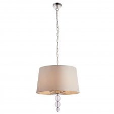 DARLASTON 4 light ceiling pendant in nickel with tinted ribbed glass and surround shade
