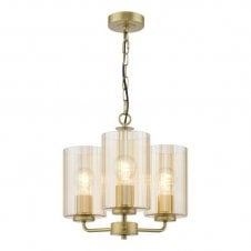 Ceiling pendant in satin gold with amber glass
