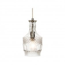 DECANTER 1 Light Pendant Chrome Clear Decorative Glass Lighting UK