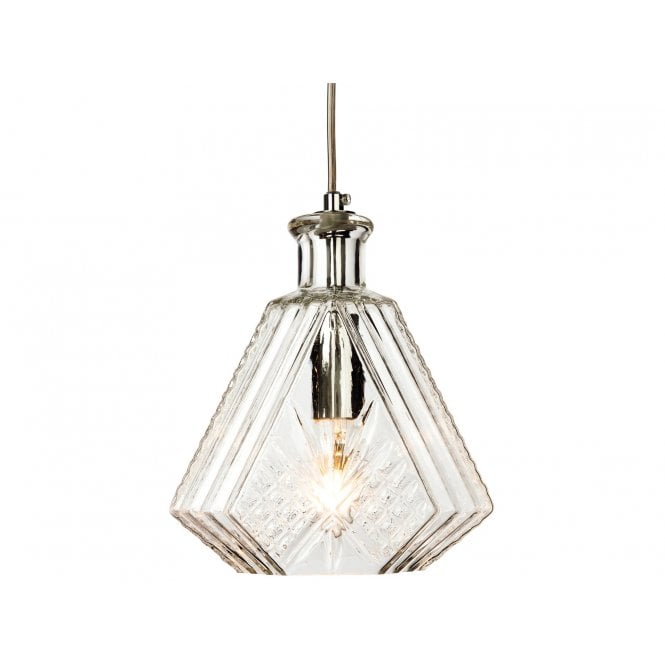 DECANTER Ceiling Pendant Chrome Clear Decorative Glass Lighting UK