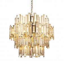 DECO 15 Light Chandelier in Gold Plated Effect & Champagne Crystal