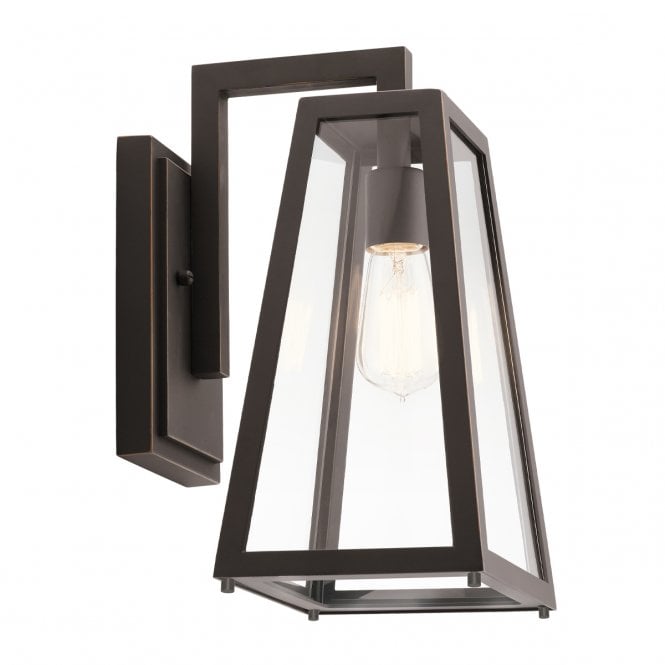 DELISON Medium Wall Lantern In Rubbed Bronze And Glass