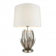 DELPHINE 1 Light Table Lamp Silver Leaves