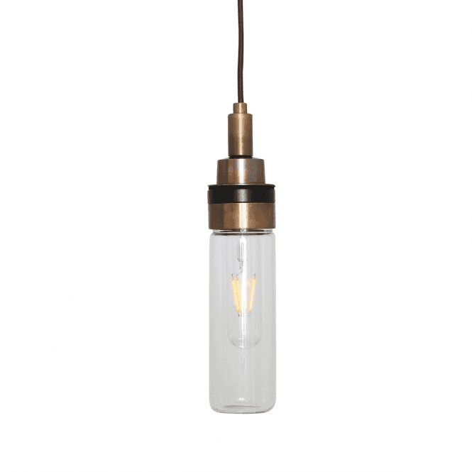 DELTA Prismatic Glass Cylinder Bathroom Pendant Antique Brass