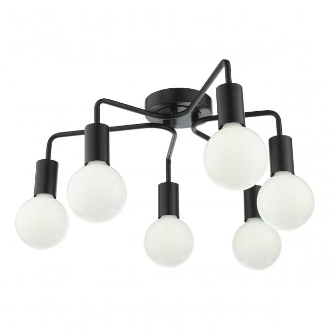 DENA 6 Light Exposed Bulb Semi-Flush Ceiling Light