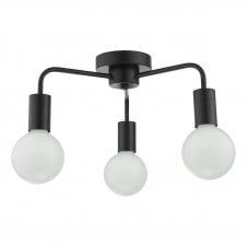 DENA Matt Black 3 Light Flush Ceiling Light