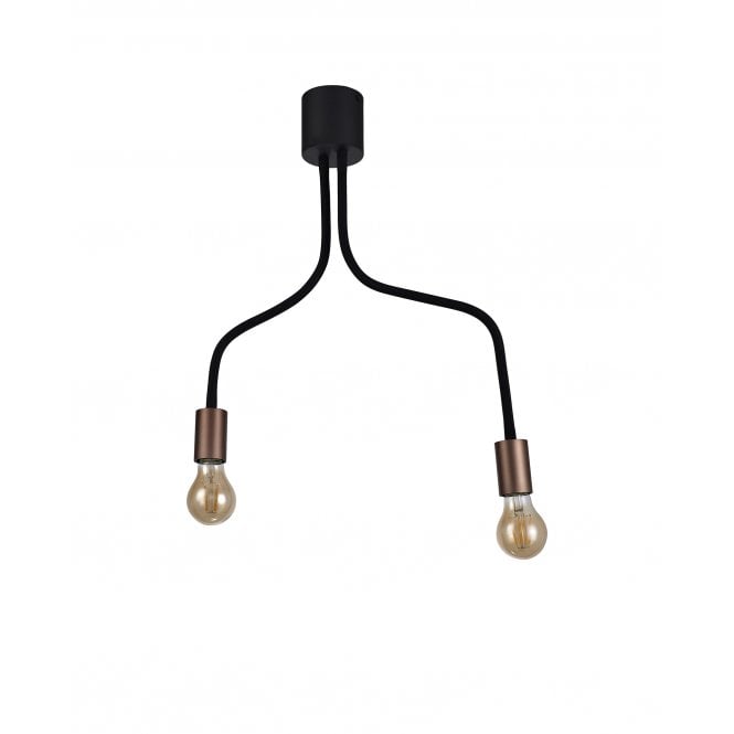 DESIGN Flexible 2 Light Ceiling Light in Satin Black and Brushed Copper