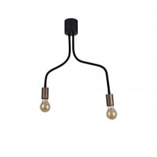 DESIGN Flexible 2 Light Ceiling Light in Satin Black and Brushed Copper