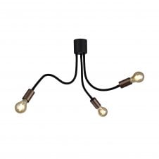 DESIGN Flexible 3 Light Ceiling Light in Satin Black and Brushed Copper
