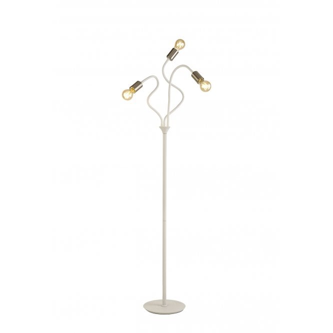 DESIGN Flexible 3 Light Floor Lamp in White and Nickel
