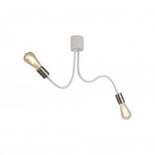 DESIGN Flexible Bendy 2 Light Ceiling Light in Satin White and Satin Nickel
