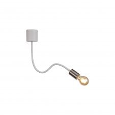 DESIGN Flexible Bendy Single Ceiling Light in Satin White and Satin Nickel