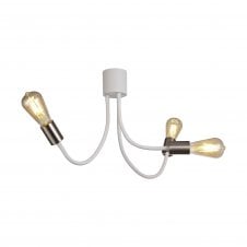 DESIGN Flexible Ceiling 3 Light E27 Satin White/Satin Nickel